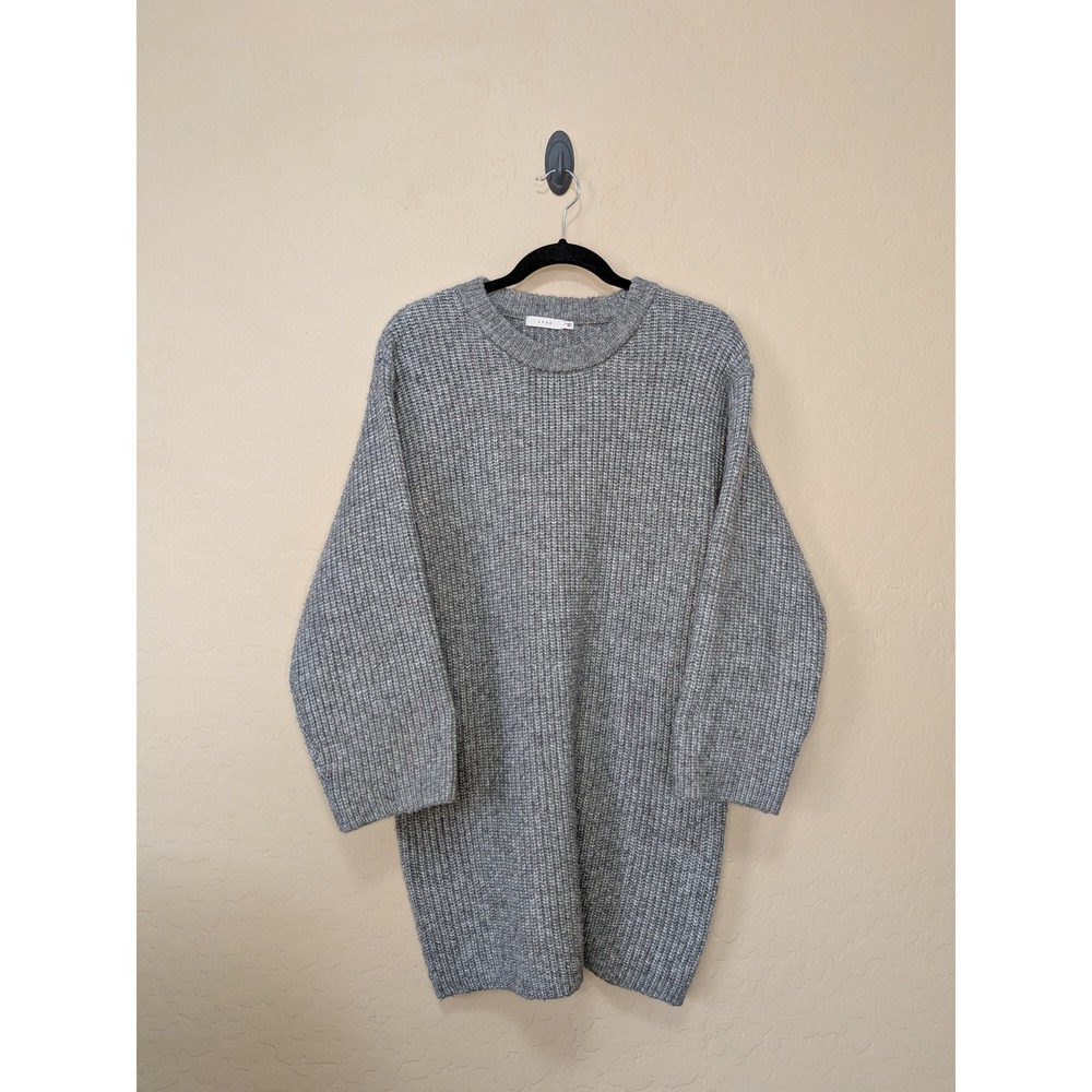 LUSH Womens Medium Dark Heather Gray Chunky Ribbed Knit Tunic Oversized Sweater